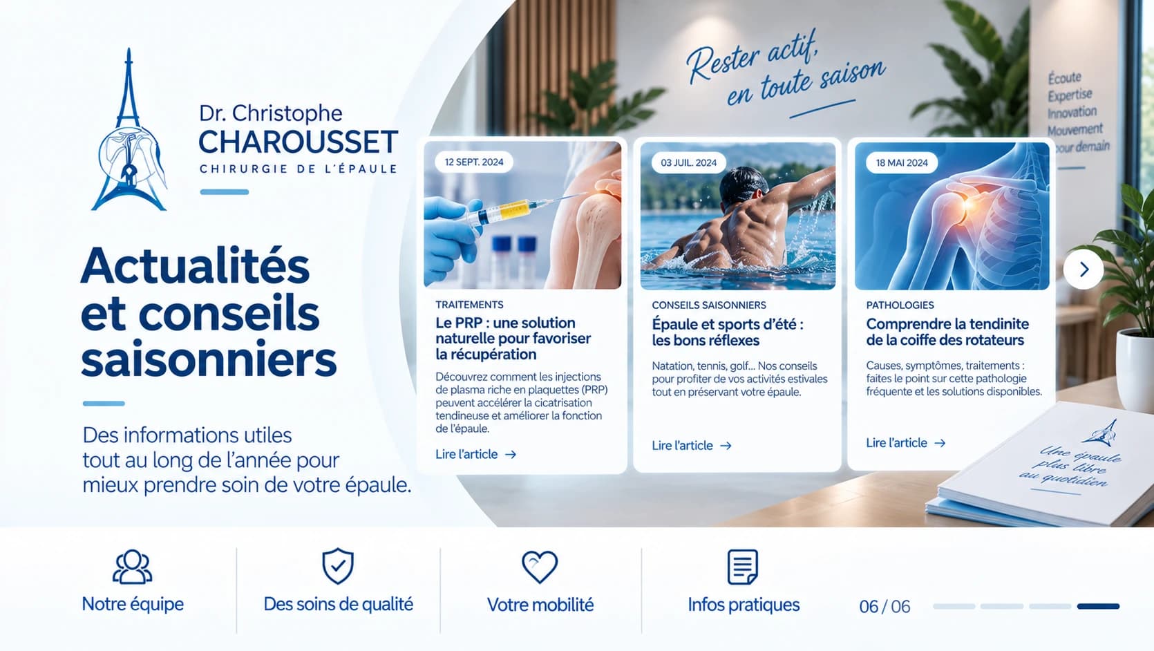 Actualités et conseils saisonniers du cabinet à l'écran