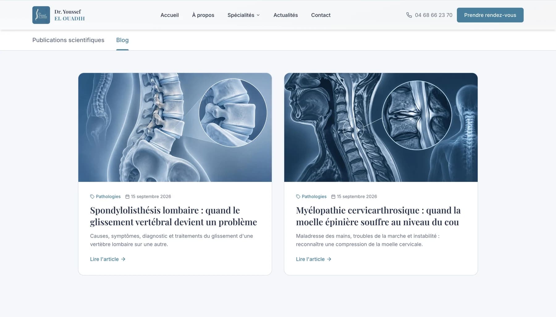 Blog du Dr Youssef EL OUADIH : articles médicaux sur les pathologies du rachis