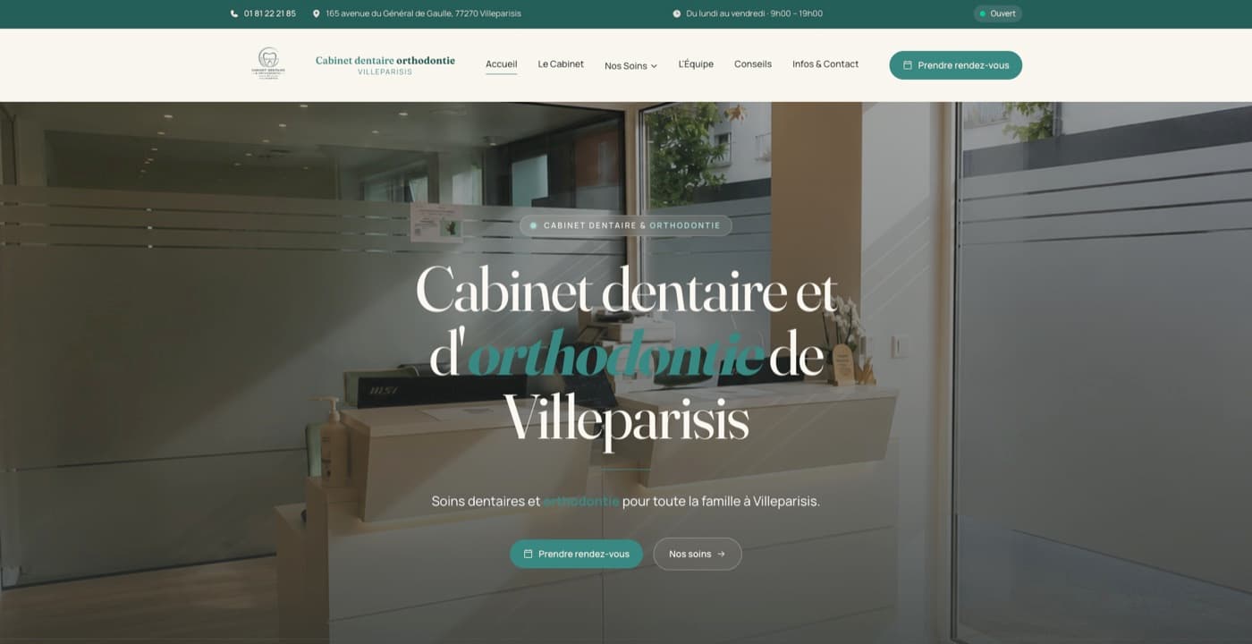 Aperçu de la page d'accueil du site de Cabinet dentaire & orthodontie