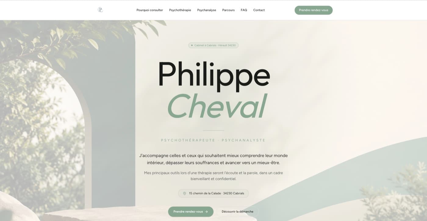 Aperçu de la page d'accueil du site de Philippe Cheval