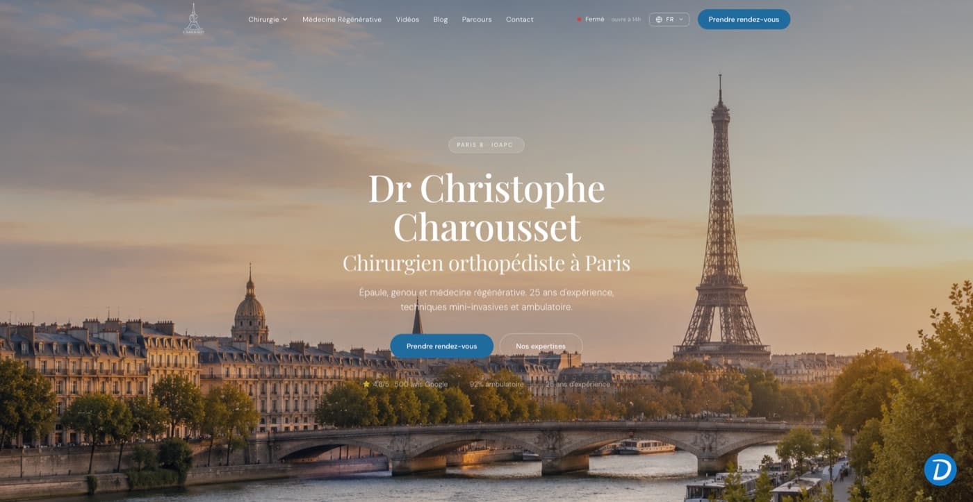 Page d'accueil du nouveau site du Dr Charousset