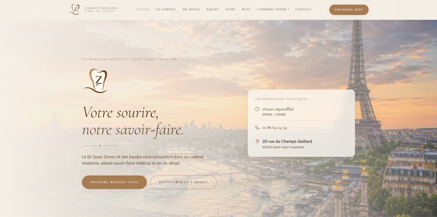 Page d'accueil du site du Cabinet Dentaire Gare de Liesse