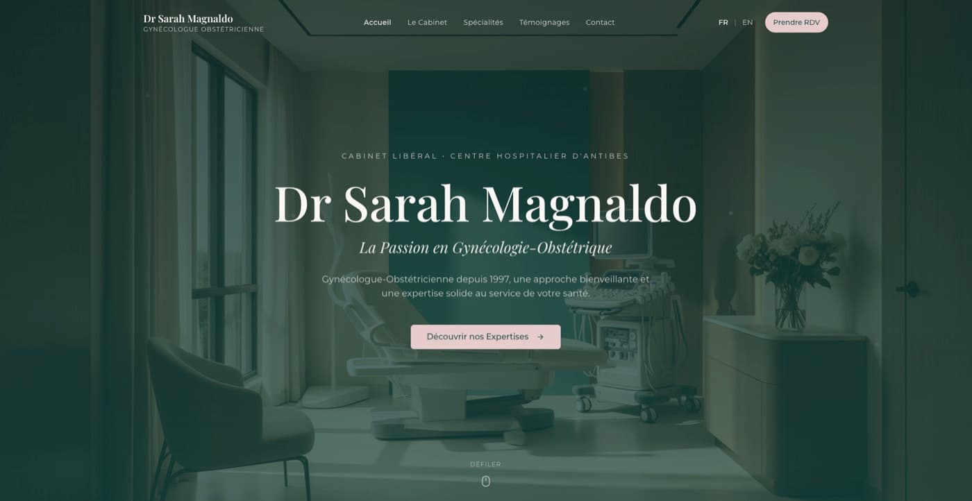 Page d'accueil du site du Dr Sarah Magnaldo