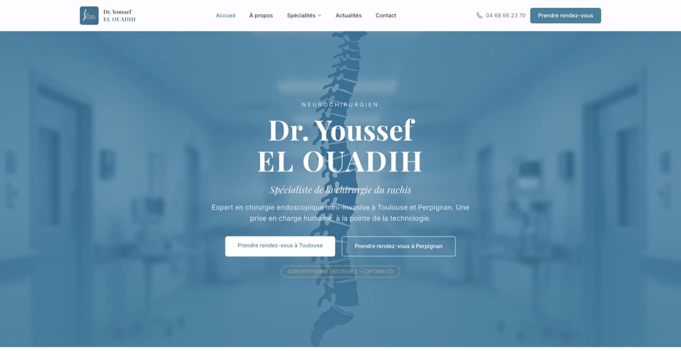 Page d'accueil du site du Dr EL OUADIH