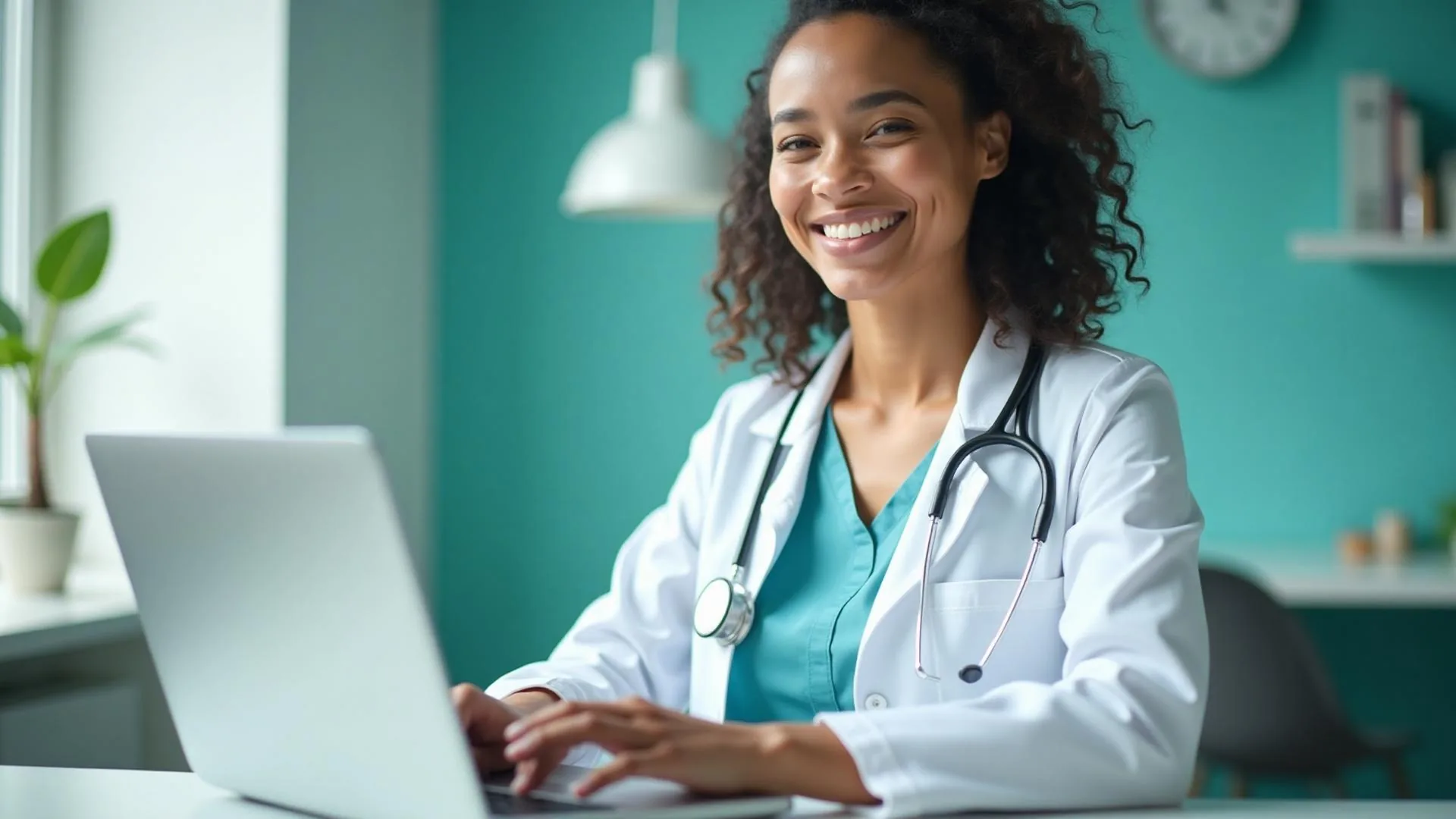 Professionnel de santé utilisant un site web médical MedaPulse
