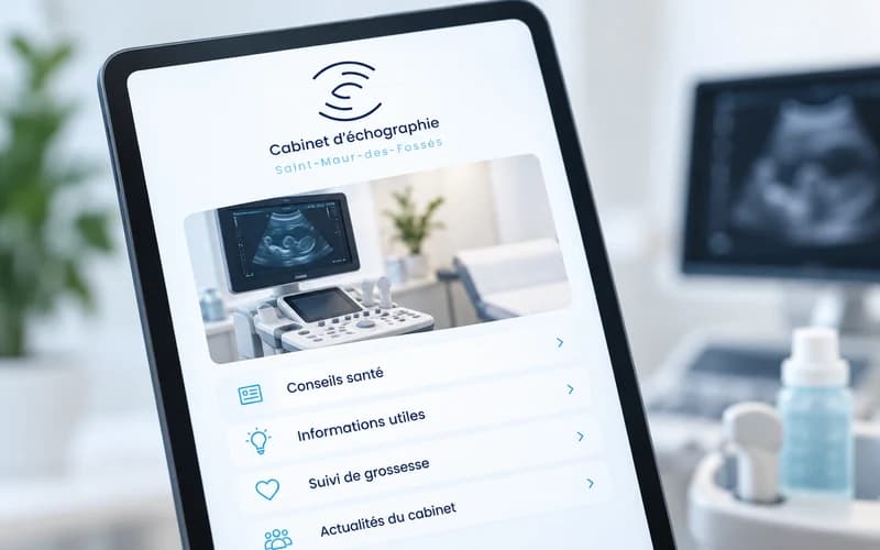 Email de conseils santé du Cabinet d'échographie sur tablette