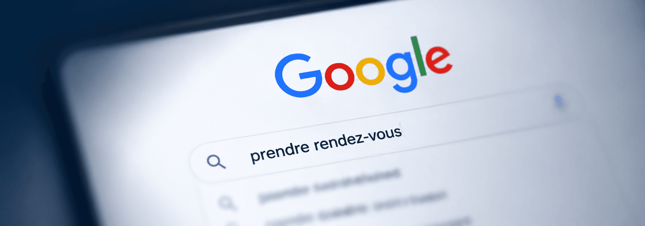 Recherche Google « prendre rendez-vous » sur un écran