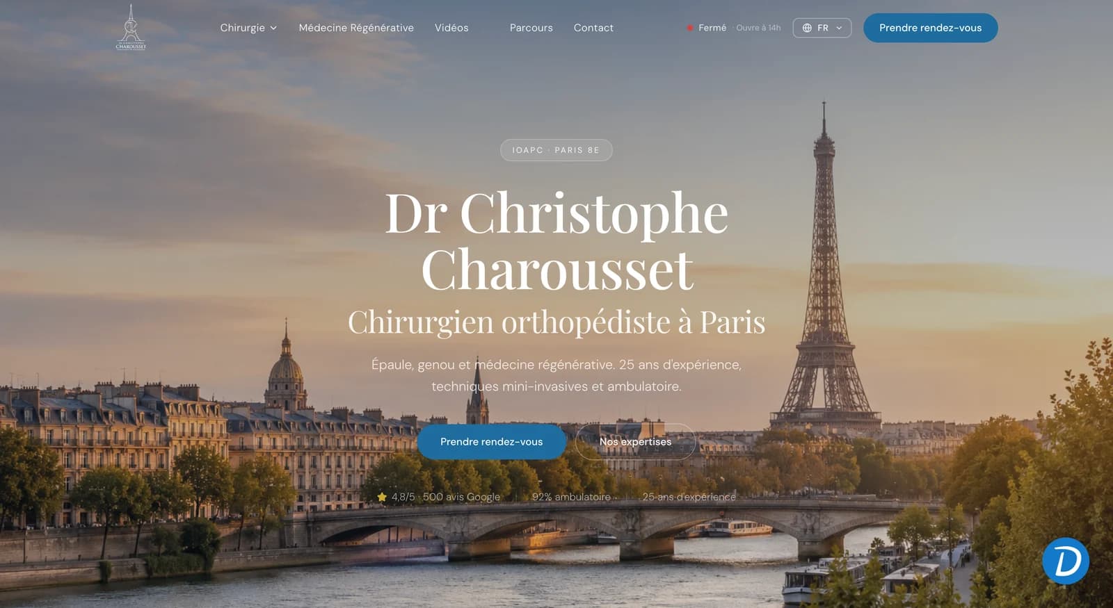 Site internet de Dr Christophe Charousset réalisé par MedaPulse