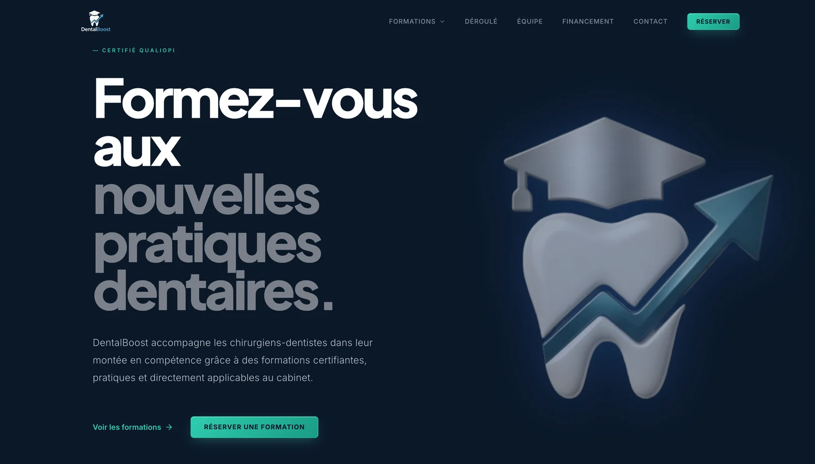 Site internet de DentalBoost Formation réalisé par MedaPulse