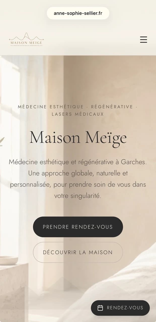 Version mobile du site de Maison Meïge