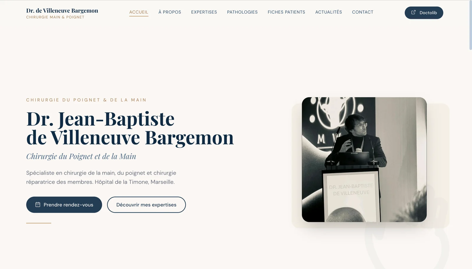 Site internet de Dr Jean-Baptiste de Villeneuve Bargemon réalisé par MedaPulse