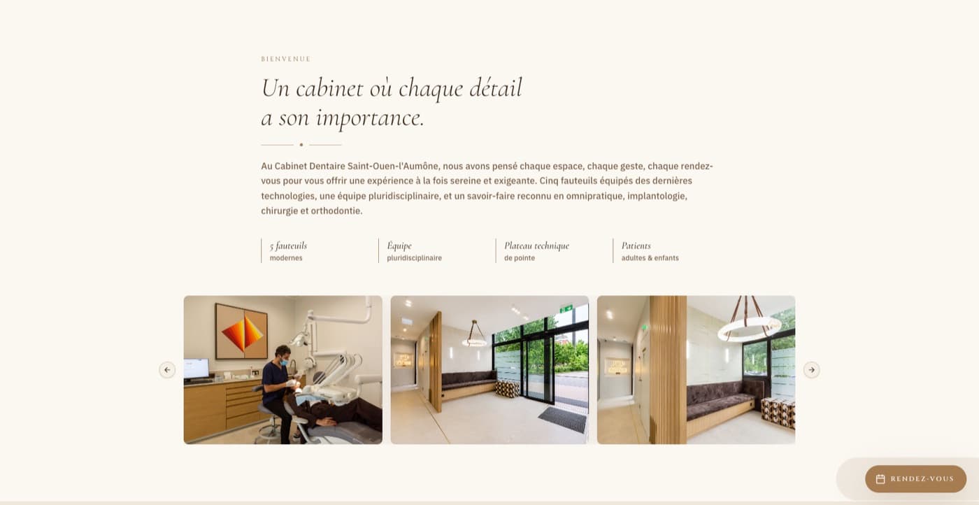 Page intérieure du site du cabinet