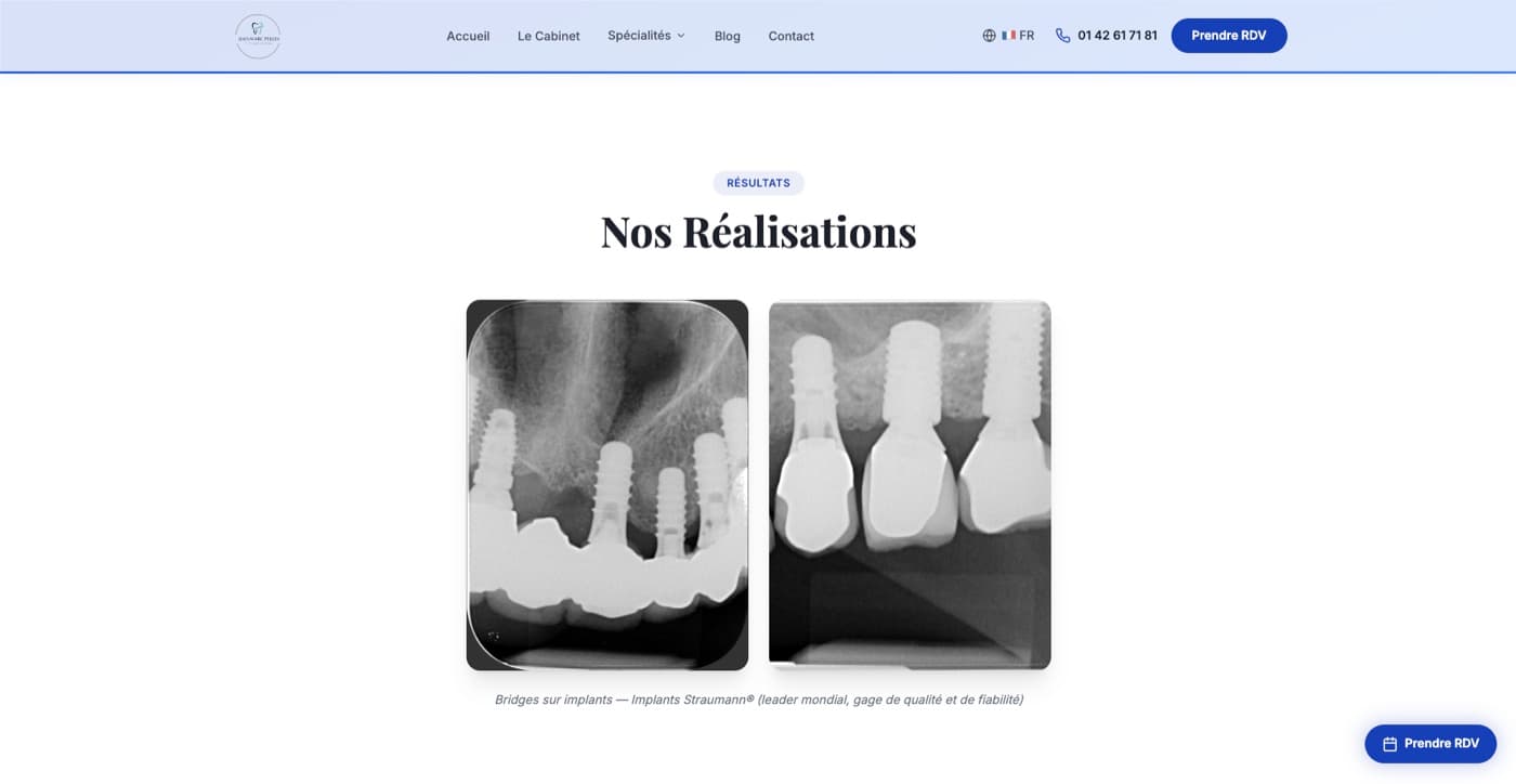 Page intérieure du site du Dr PERRIN